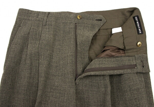 ISSEY MIYAKE MEN Brown Wool Rayon Two-Tuck Pants Size XXL