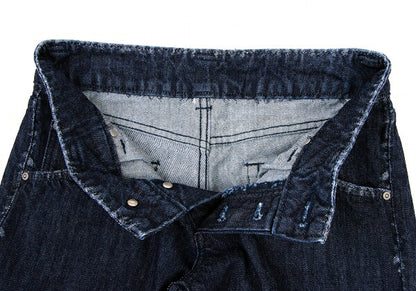 ISSEY MIYAKE MEN Dyed Trim Faded Weave Jeans Indigo Size 1