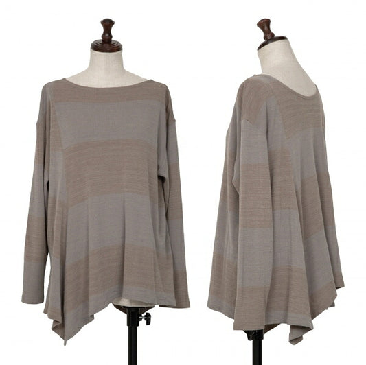 JURGEN LEHL Wool Border Drape Knit Top Beige Mocha Size M