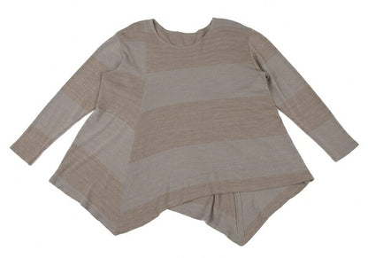 JURGEN LEHL Wool Border Drape Knit Top Beige Mocha Size M