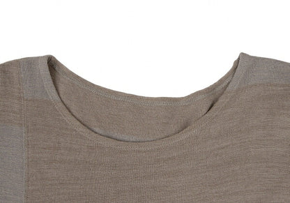 JURGEN LEHL Wool Border Drape Knit Top Beige Mocha Size M