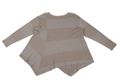 JURGEN LEHL Wool Border Drape Knit Top Beige Mocha Size M