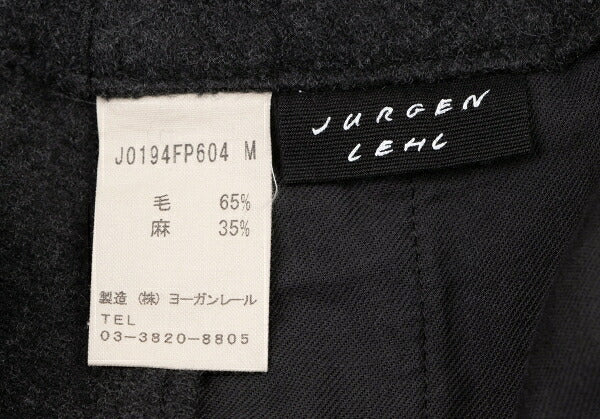 JURGEN LEHL Wool Linen Cropped Wide Pants Black Size M