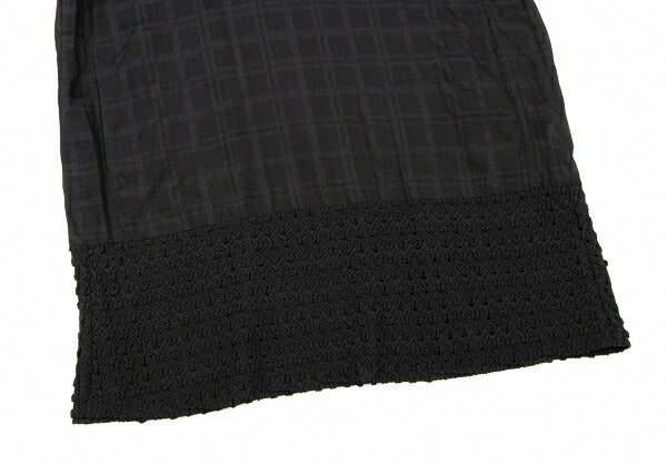 ISSEY MIYAKE HaaT Lace Trim Check Tunic Black Blouse Size 3