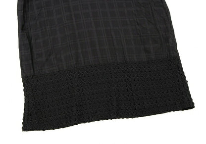 ISSEY MIYAKE HaaT Lace Trim Check Tunic Black Blouse Size 3