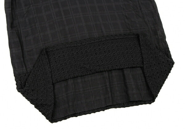 ISSEY MIYAKE HaaT Lace Trim Check Tunic Black Blouse Size 3