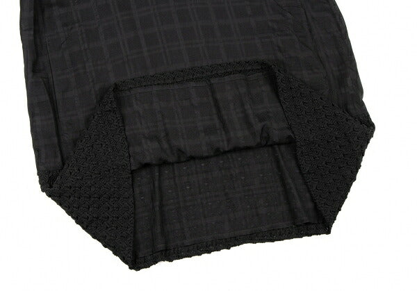 ISSEY MIYAKE HaaT Lace Trim Check Tunic Black Blouse Size 3