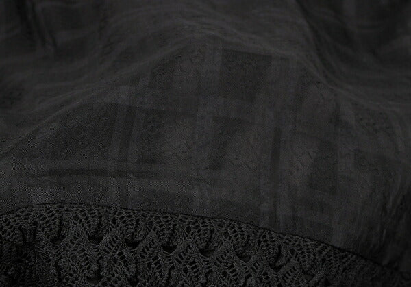 ISSEY MIYAKE HaaT Lace Trim Check Tunic Black Blouse Size 3