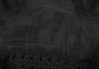 ISSEY MIYAKE HaaT Lace Trim Check Tunic Black Blouse Size 3
