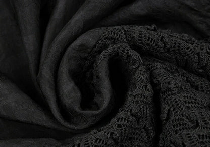ISSEY MIYAKE HaaT Lace Trim Check Tunic Black Blouse Size 3