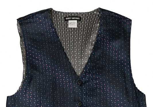 ISSEY MIYAKE MEN 11SS Pin Dot Pleated Vest Blue Size 4