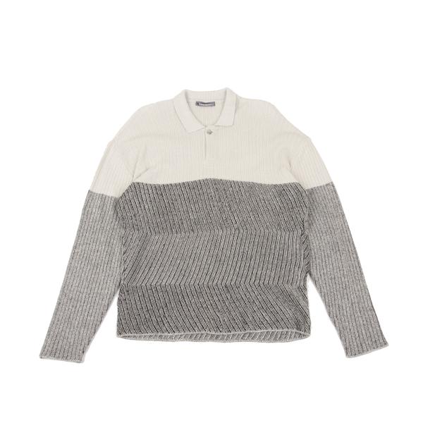 ISSEY MIYAKE MEN Zigzag Knit Polo Beige Size F