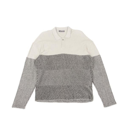 ISSEY MIYAKE MEN Zigzag Knit Polo Beige Size F