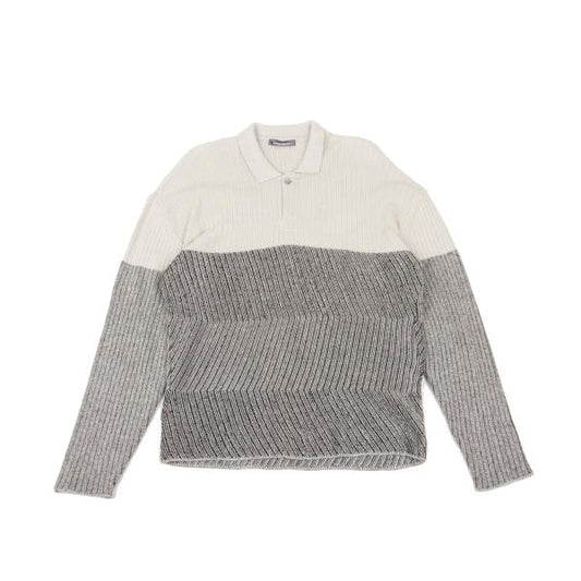 ISSEY MIYAKE MEN Zigzag Knit Polo Beige Size F