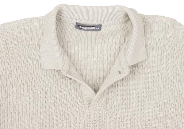 ISSEY MIYAKE MEN Zigzag Knit Polo Beige Size F