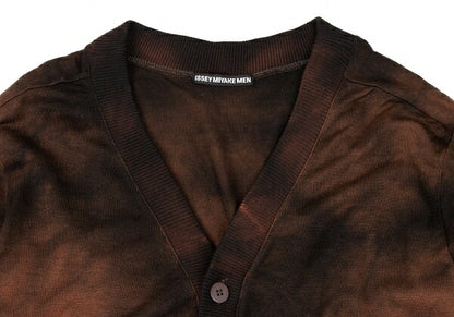 ISSEY MIYAKE MEN Tie-Dye Wool Knit Cardigan Brown Size 4