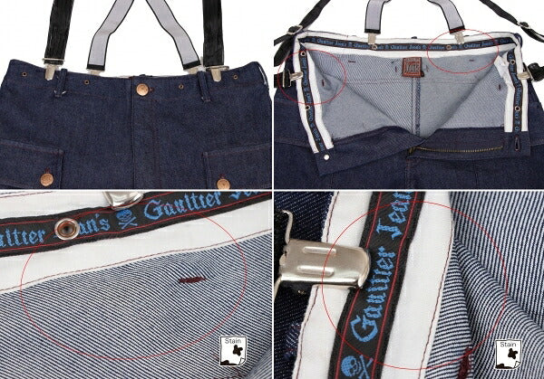 GAULTIER JEAN'S Pocket Design Suspender Jeans Size 40
