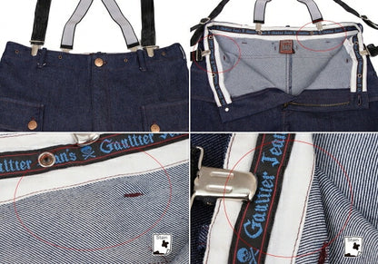 GAULTIER JEAN'S Pocket Design Suspender Jeans Size 40