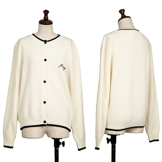 MSGM Wool Cashmere Logo Embroidered Cardigan White Size S