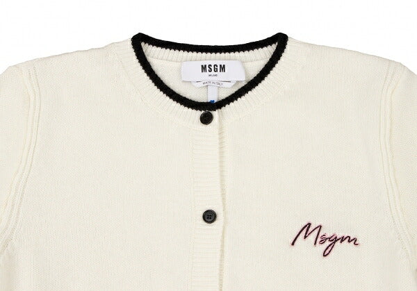 MSGM Wool Cashmere Logo Embroidered Cardigan White Size S