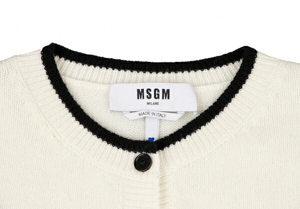 MSGM Wool Cashmere Logo Embroidered Cardigan White Size S
