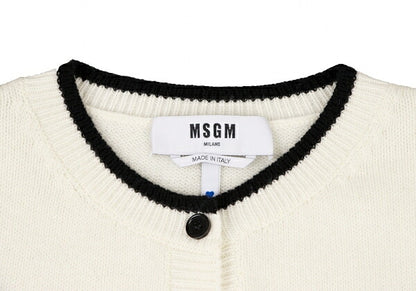 MSGM Wool Cashmere Logo Embroidered Cardigan White Size S