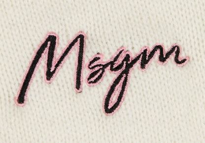 MSGM Wool Cashmere Logo Embroidered Cardigan White Size S