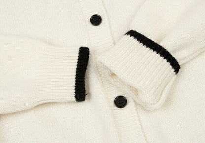 MSGM Wool Cashmere Logo Embroidered Cardigan White Size S