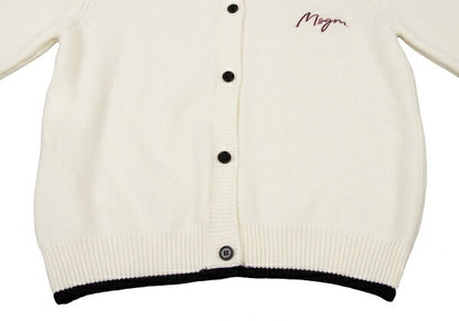 MSGM Wool Cashmere Logo Embroidered Cardigan White Size S