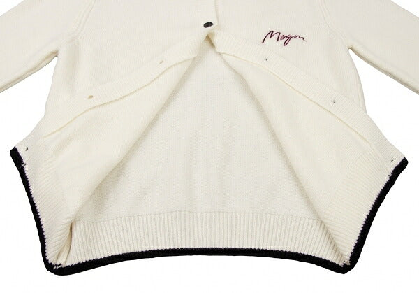 MSGM Wool Cashmere Logo Embroidered Cardigan White Size S