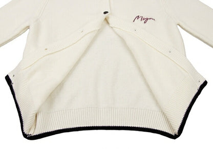 MSGM Wool Cashmere Logo Embroidered Cardigan White Size S
