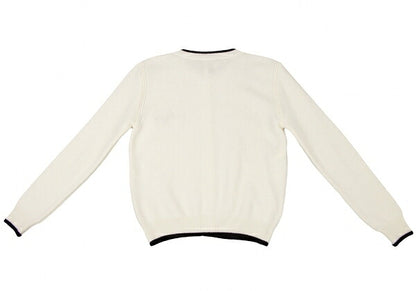 MSGM Wool Cashmere Logo Embroidered Cardigan White Size S