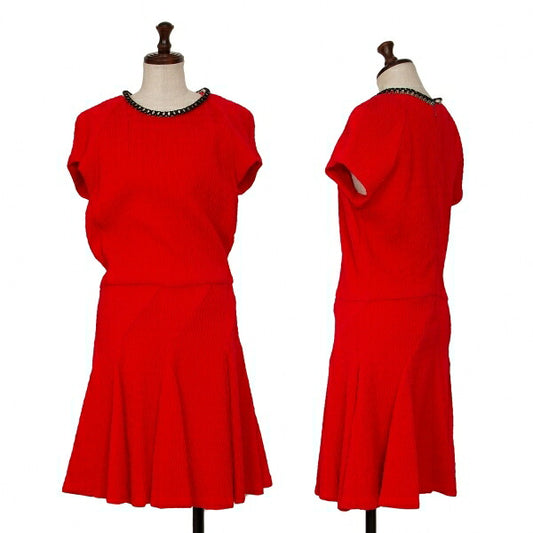 MSGM Wool Metal Embellished Midi Dress Red Size 42