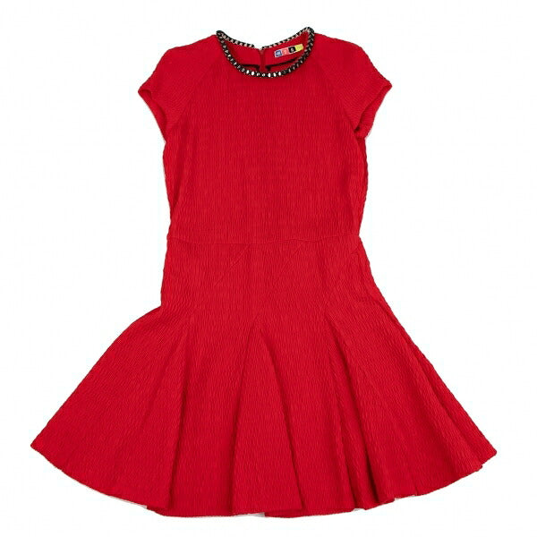 MSGM Wool Metal Embellished Midi Dress Red Size 42