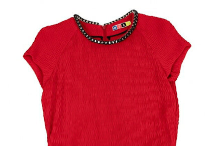MSGM Wool Metal Embellished Midi Dress Red Size 42