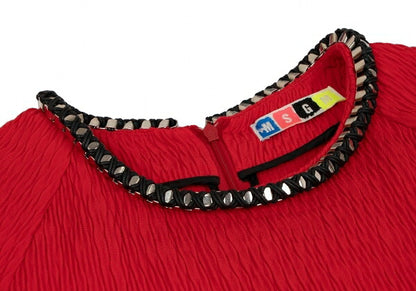 MSGM Wool Metal Embellished Midi Dress Red Size 42