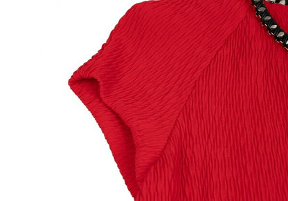 MSGM Wool Metal Embellished Midi Dress Red Size 42