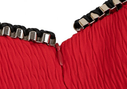 MSGM Wool Metal Embellished Midi Dress Red Size 42