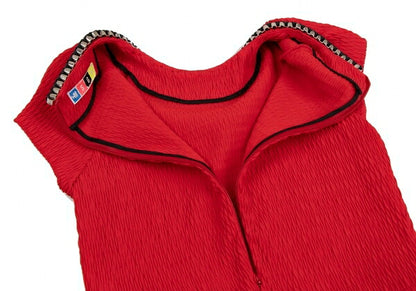 MSGM Wool Metal Embellished Midi Dress Red Size 42