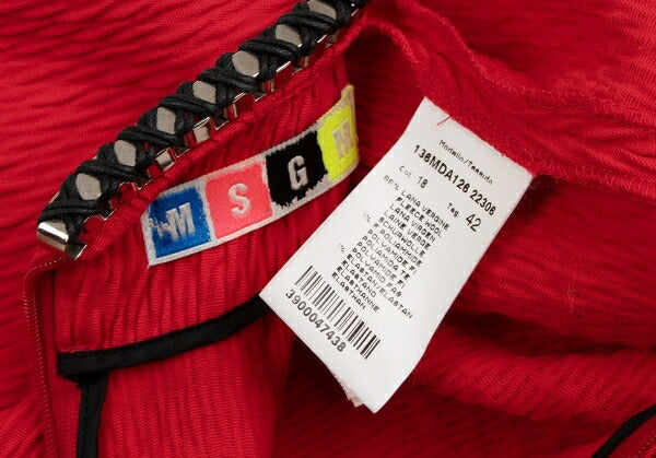 MSGM Wool Metal Embellished Midi Dress Red Size 42