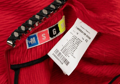 MSGM Wool Metal Embellished Midi Dress Red Size 42