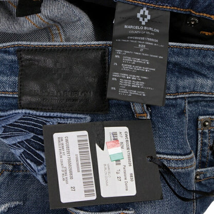 Marcelo Burlon Distressed Skinny Jeans Blue Size 27