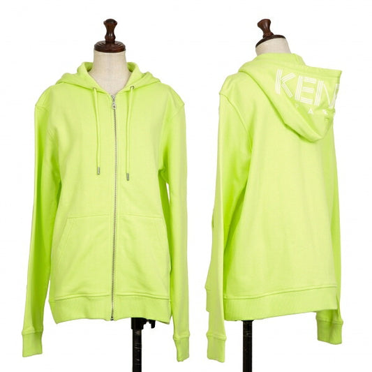 KENZO Hood Logo Zip Hoodie Green Cotton Size XS