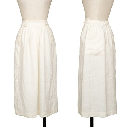 ISSEY MIYAKE Covered Button Pleated Linen Skirt White Size S