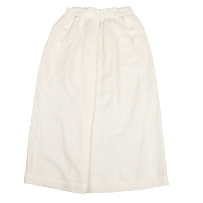 ISSEY MIYAKE Covered Button Pleated Linen Skirt White Size S
