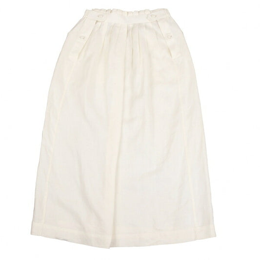 ISSEY MIYAKE Covered Button Pleated Linen Skirt White Size S