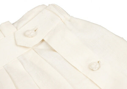 ISSEY MIYAKE Covered Button Pleated Linen Skirt White Size S
