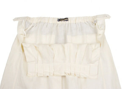ISSEY MIYAKE Covered Button Pleated Linen Skirt White Size S