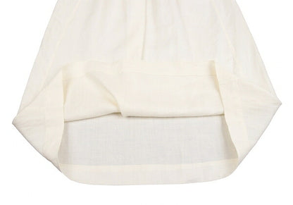ISSEY MIYAKE Covered Button Pleated Linen Skirt White Size S