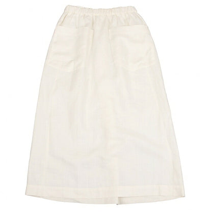 ISSEY MIYAKE Covered Button Pleated Linen Skirt White Size S